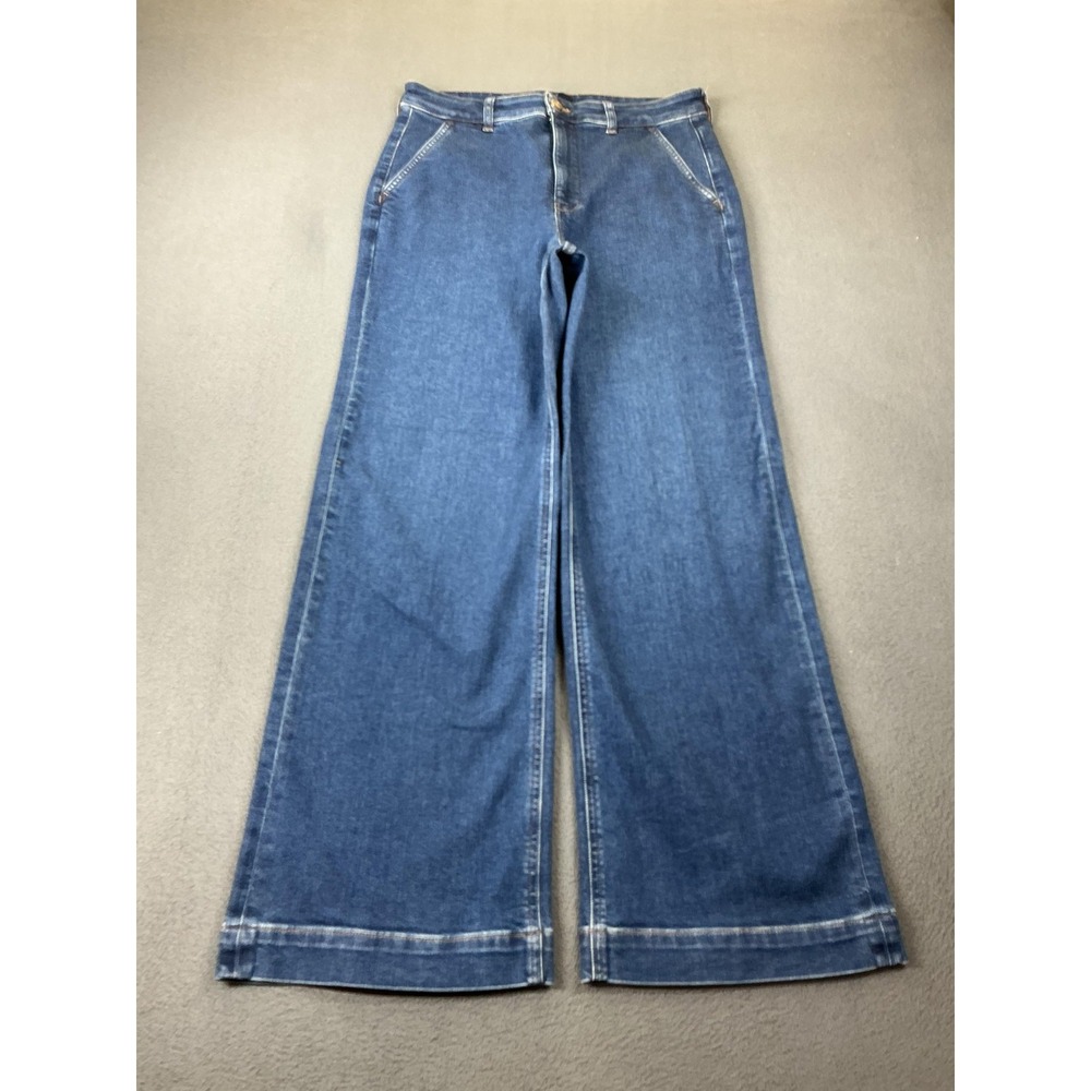 J.CREW Jeans Womens 29 Blue Wide Leg High Rise Trouser Denim Stretch Preppy